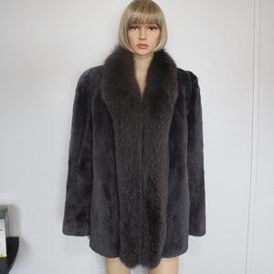 #494 Sheared lamb/fox fur coat